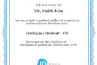 Iq Diploma – Free Iq Test | Iq Certification | High Iq Score in Quality Iq Certificate Template
