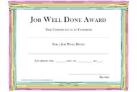 Job Well Done Award Certificate Template Download Printable for Unique Well Done Certificate Template