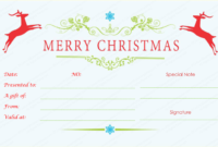 Jumping Reindeers Christmas Gift Certificate – Doc Formats throughout Fresh Merry Christmas Gift Certificate Templates