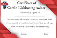 Kickboxing Certificate Templates For Instructors & Students intended for Unique Boxing Certificate Template