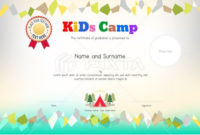 Kids Summer Camp Diploma Or Certificate Template – Stock with Certificate For Summer Camp Free Templates 2020