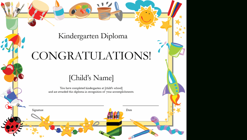 Kindergarten Diploma Certificate in Graduation Certificate Template Word