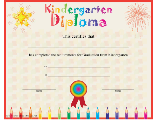 Kindergarten Diploma Certificate Template Download Printable in Kindergarten Graduation Certificate Printable