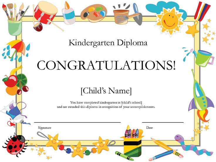 Kindergarten Diploma | Free Printable Certificate Templates for 10 Kindergarten Graduation Certificates To Print Free