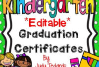 Kindergarten Graduation Certificates (Editable) intended for Kindergarten Graduation Certificate Printable
