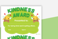 Kindness Award Certificate inside Kindness Certificate Template Free