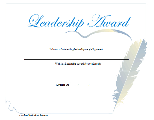 Leadership Award Certificate Printable Certificate regarding Best Leadership Award Certificate Template