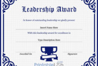 Leadership Award Certificate Template In Navy Blue, Midnight inside Best Leadership Award Certificate Template