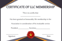 Llc Membership Certificate Template (3) – Templates Example in Unique Life Membership Certificate Templates