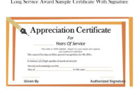 Long Service Award Sample Certificate With Signature inside Best Long Service Award Certificate Templates