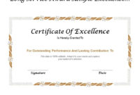 Long Service Award Sample Excellence Certificate | Templates within Award Of Excellence Certificate Template