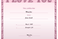 Love Certificate Printable Certificate | Certificate inside Love Certificate Templates