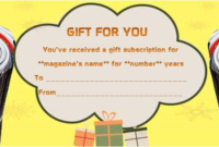 Magazine Subscription Gift Certificate Template (10 with Best Magazine Subscription Gift Certificate Template