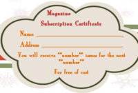 Magazine Subscription Gift Certificate Template : 15+ intended for Best Magazine Subscription Gift Certificate Template
