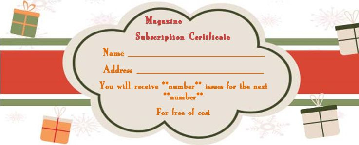Magazine Subscription Gift Certificate Template : 15+ intended for Best Magazine Subscription Gift Certificate Template
