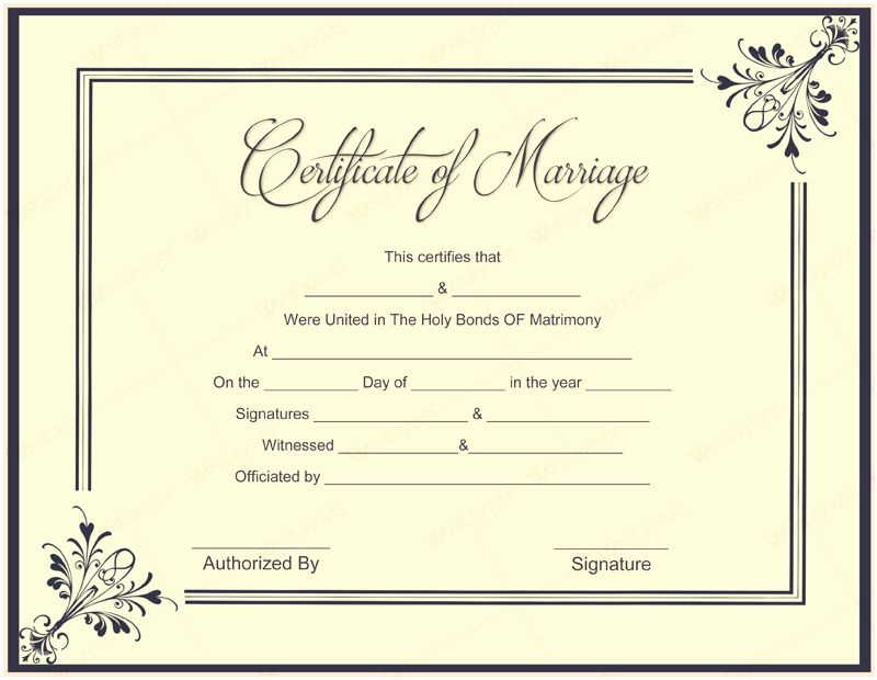 Marriage Certificate Template Microsoft Word Elegant 10 in Marriage Certificate Template Word 10 Designs