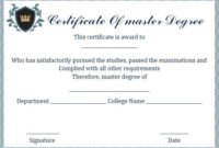 Master Degree Diploma Certificate Template | Masters Degree in Best Masters Degree Certificate Template