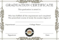 Masters Degree Certificate Templates | Degree Certificate in Best University Graduation Certificate Template