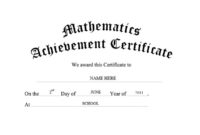 Mathematics Achievement Certificate Free Templates Clip Art with regard to Quality Math Achievement Certificate Printable