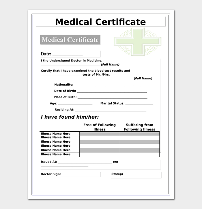 Medical Certificate From Doctor Template | 17+ Free Samples with Free Fake Medical Certificate Template