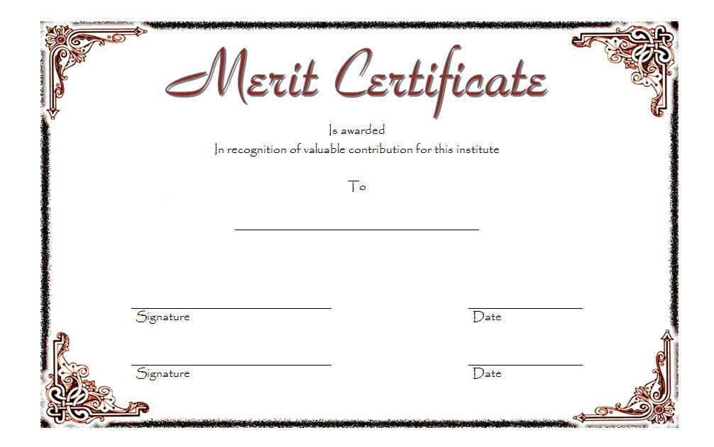 Merit Certificate Template 4 Free | Certificate Templates inside Fresh Certificate Of Merit Templates Editable