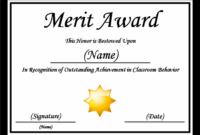 Merit Certificate Template | Certificate Templates with Fresh Certificate Of Merit Templates Editable