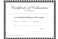 Minister Of The Gospel Ordination Certificate Template in Ordination Certificate Templates