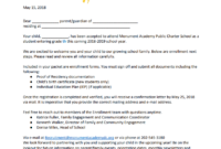 Monument Academy Sy18-19: Student Acceptance Letter Template pertaining to Quality Certificate Of Acceptance Template