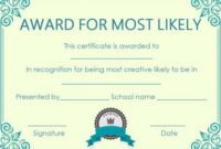 Most Likely Paper Plate Award | Most Likely To Awards, Award for Best Most Likely To Certificate Template Free
