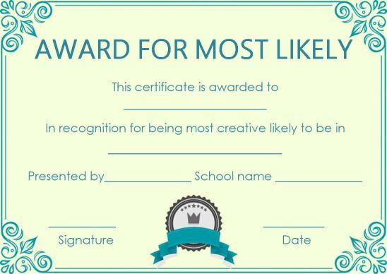 Most Likely Paper Plate Award | Most Likely To Awards, Award regarding Free Most Likely To Certificate Templates