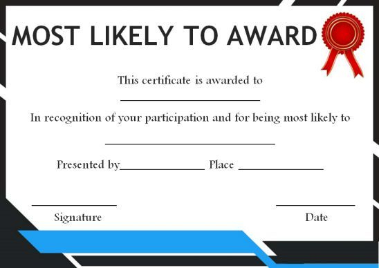 Most Likely To Award For Adults | Most Likely To Awards in Best Most Likely To Certificate Template Free