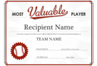 Most Valuable Player Award Certificate for Mvp Award Certificate Templates Free Download