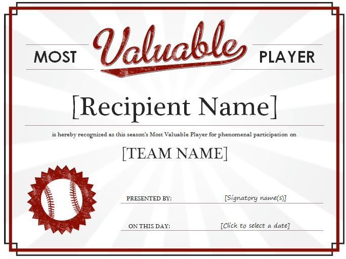 Most Valuable Player Award Certificate: It Is A Recognition with regard to Mvp Certificate Template