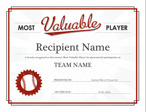 Most Valuable Player Award Certificate with regard to Quality Mvp Certificate Template