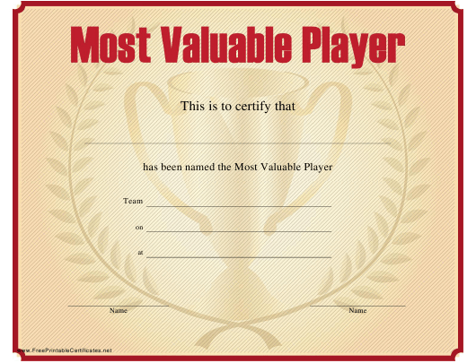 Most Valuable Player Certificate Template Download Printable regarding Mvp Certificate Template
