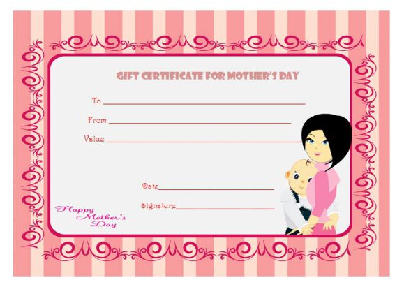 Mothers Day Gift Certificate Template - Demplates in Unique Mothers Day Gift Certificate Templates