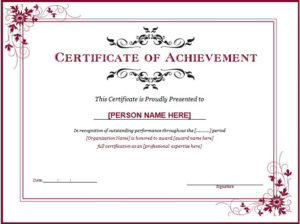 Ms Word Achievement Award Certificate Templates | Word with regard to New Certificate Of Recognition Template Word