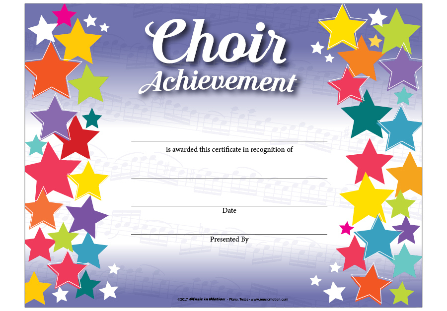 Music In Motion: Colorful Award Certificates Choir pertaining to Best Choir Certificate Template