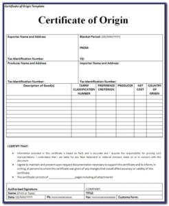 Nafta Certificate Template (6) – Templates Example within Fresh Nafta Certificate Template