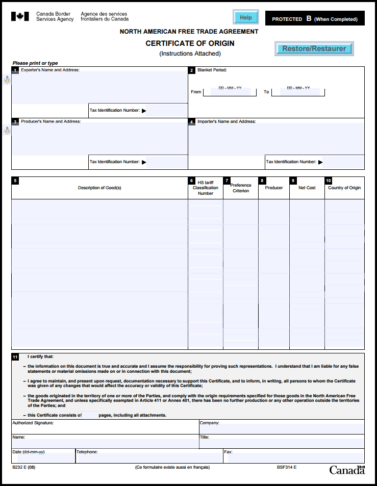 Nafta Certificate Template (8) - Templates Example with regard to Nafta Certificate Template