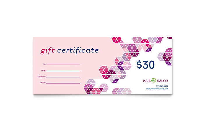 Nail Salon Gift Certificate Template Design within Salon Gift Certificate