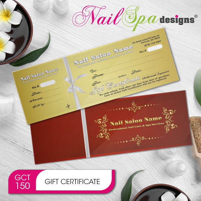 Nail Spa Gift Certificate &amp;amp; Envelope Nsd-Gct150 regarding Unique Nail Salon Gift Certificate