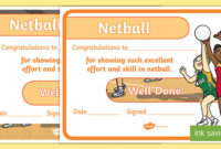 Netball Achievement Certificate (Teacher Made) throughout Quality Netball Participation Certificate Templates