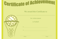 Netball Achievement Certificate Template Download Printable for Netball Achievement Certificate Editable Templates