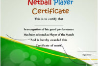 Netball Player Certificate | Certificate Templates for Best Netball Certificate