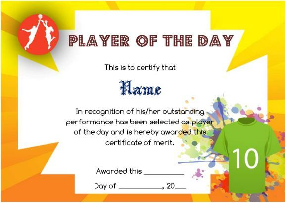 Netball Player Of The Day Certificate Template | Certificate inside Player Of The Day Certificate Template