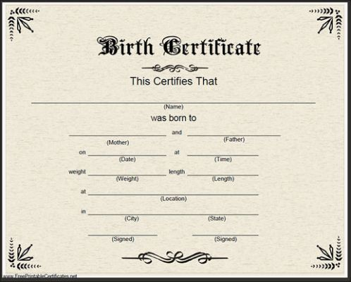 Official Birth Certificate Template (8) - Templates Example inside Official Birth Certificate Template