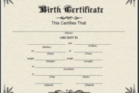 Official Birth Certificate Template (8) – Templates Example within Editable Birth Certificate Template