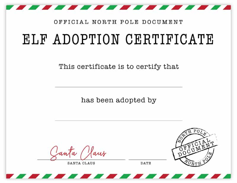 Official Elf Adoption Certificate - Free Elf On The Shelf within Elf Adoption Certificate Free Printable