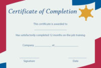 On The Job Training Certificate Of Completion Template throughout Training Completion Certificate Template